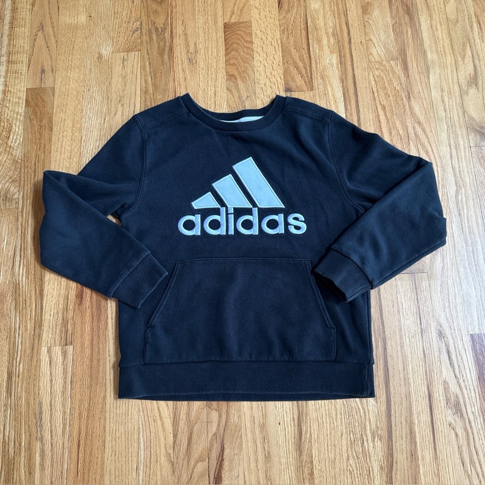 ADIDAS Youth Embroidered Logo Front Pocket Sweatshirt, Size Youth Medium